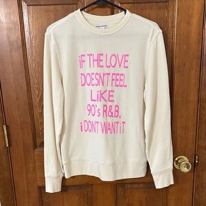 Essentials Cream Crewneck Sweatshirt with Pink Slogan